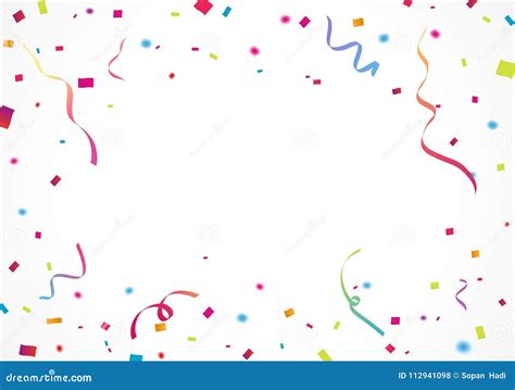 Colorful Confetti For Celebration Background With Ribbon Stock Vector
