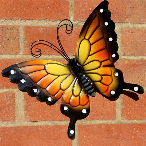 Butterfly Large Orange Metal Butterflies Wall Art Outdoor Garden