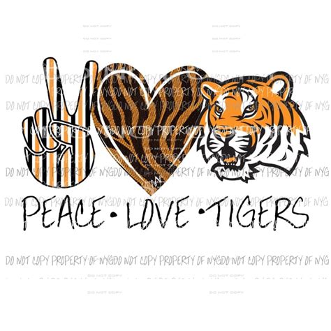 Martodesigns Peace Love Tigers Orange And Black