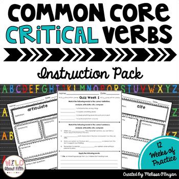 Test Prep Critical Verbs Testing Vocabulary Instruction Pack Tpt