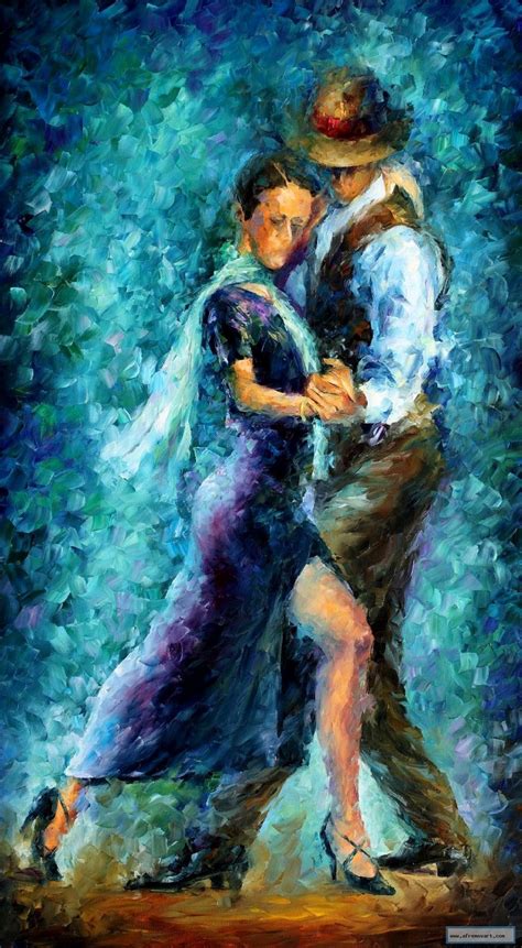 Blue Tango — Palette Knife Oil Painting On Canvas By Leonid Afremov