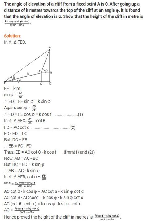 Verify the configurations background in this activity, the ip addressing is already configured. Some Applications of Trigonometry Class 10 Extra Questions Maths Chapter 9 (With images) | This ...