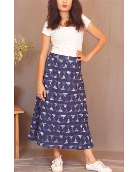 Geometry Kantha Indigo Skirt By Bebaak The Secret Label