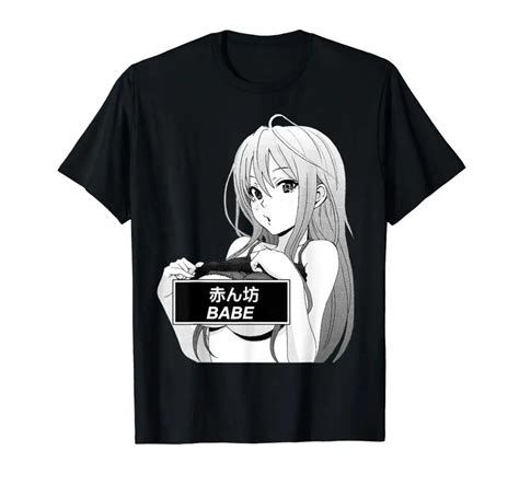 Babe Hentai T Shirt Aesthetic Vaporwave T Shirt Anime Manga Cotton Men
