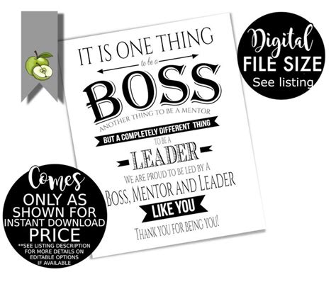 Boss Appreciation Day Boss Week Boss Award Boss Mentor Leader Boss Certificate Printable