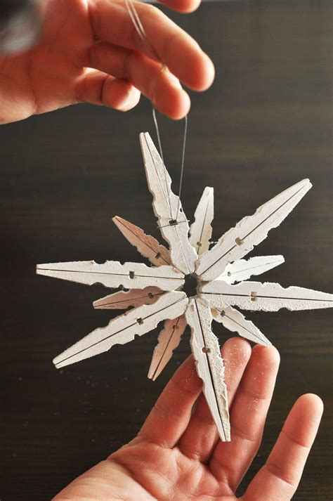 Diy Clothespin Snowflake Ornament Thekusilife Com Clothes Pin