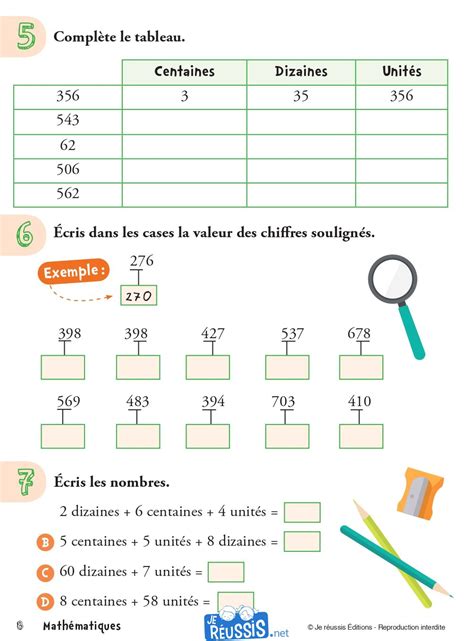 Exercices De Mathématique Pour Le Ce1 Je Réussis
