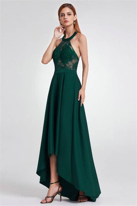 Gorgeous Green Halter Evening Gowns Lace Hi Lo Plus Size Prom Dresses
