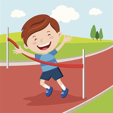Boy Winning Race Illustrations Royalty Free Vector Graphics And Clip Art