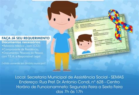 Emiss O Da Carteira De Identifica O Da Pessoa Com Transtorno Do Espectro Autista Est