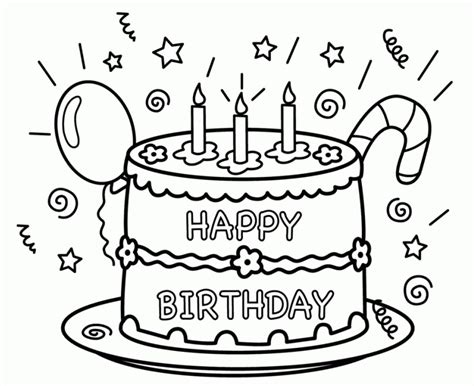 Happy birthday black and white cute. 25 Free Printable Happy Birthday Coloring Pages