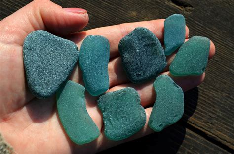 Genuine Teal Sea Glass Set Authentic Bluish Green Beach Etsy