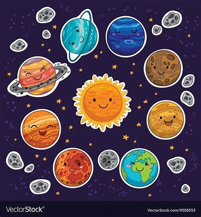 Solar Planets System Cartoon Planet Vectorstock Sticker