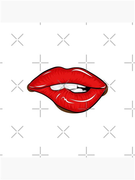 Bite Sexy Lips Drawing Red Lips Biting Retro Icon Canvas Print By