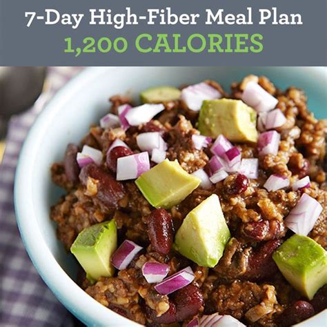Dietary fiber can keep you full, help you to lose weight, and improve your overall health. 7-Day High-Fiber Meal Plan: 1,200 Calories | High fiber foods, High fiber meal plan, 1200 ...