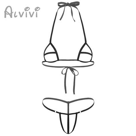 Alvivi 2pcs Sexy Womens Bikini Lingerie Set Erotic Mini Hollow Out Bra