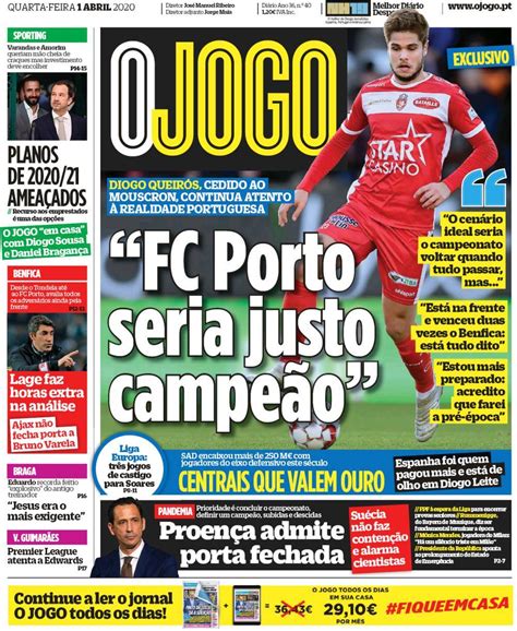 Maybe you would like to learn more about one of these? Capa Jornal O Jogo - 1 abril 2020 - capasjornais.pt