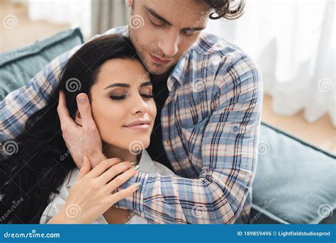 Handsome Man Embracing Beautiful Woman With Stock Photo Image Of