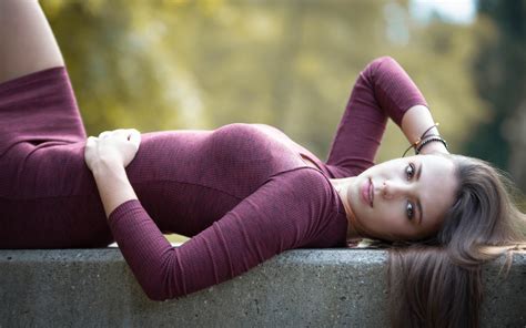 Download X Wallpaper Beautiful Girl Model Lying Down Outdoor Widescreen
