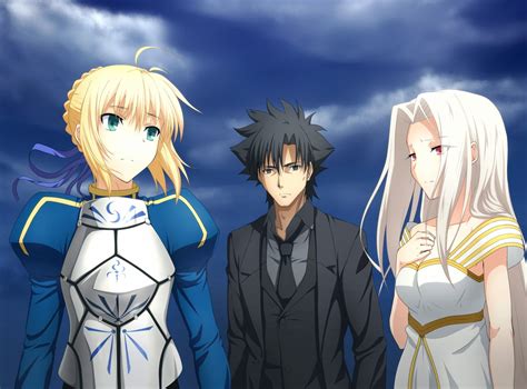 Clouds Dress Long Hair Armor Black Eyes Red Eyes Short Hair Anime Boys Saber White Hair Fate