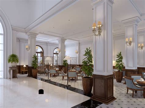 Hotel Lobby In Classic Style With Luxurious Art Deco Furniture And