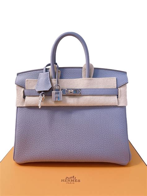BIRKIN 25 VERSO BAG AO BLUE LIN/BEIGE DE WEIMAR - styleforless