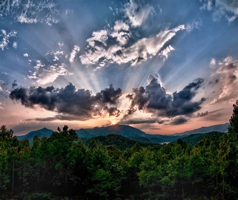 Smoky Mountain Sunset Panorama Mountain Sunset