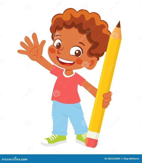 Boy Holding Pencil Stock Vector Illustration Of Young 206242089