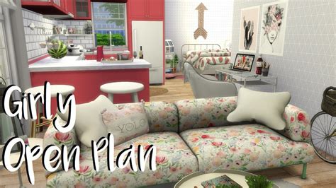 The Sims 4 Speed Build Girly Open Plan Apartment Cc Links Youtube