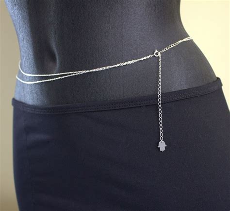 Handmade Silver Belly Chain With Hamsa Hand Amazing Belly Chain With A