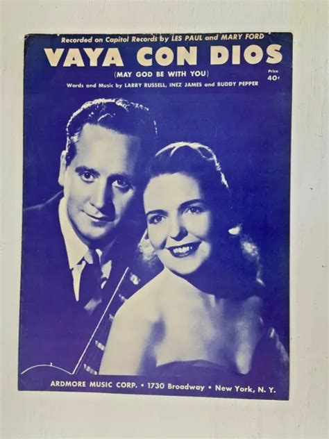 Vintage Sheet Music 1953 Vaya Con Dios Les Paul Mary Ford May God Be With You 800 Picclick