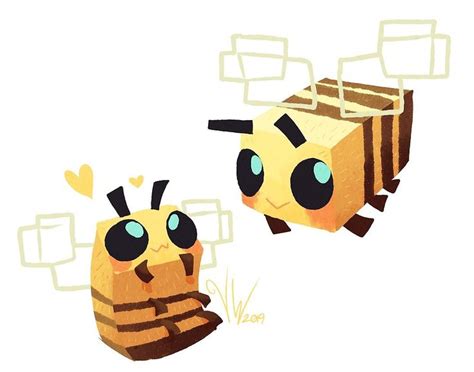 Cube Bees By Chizuu Minecraft Drawings Minecraft Wallpaper