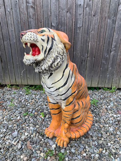 Large Mid Century Italian Glazed Tiger Statue Etsy