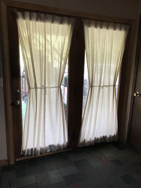We are wanting to install these as office doors so closing is a must for us and we can't drill into the floor below or the. DIY french door curtains $5.00 @walmart | French doors ...