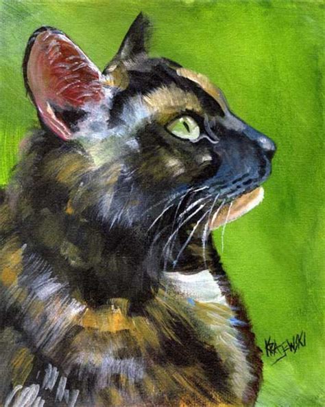 Tortie Cat Portrait Tortoiseshell Cat Art Print Of Original Etsy