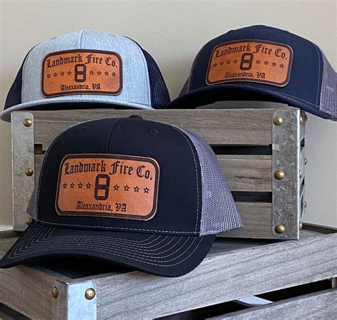 Fire Department Leather Patch Trucker Hat Custom Etsy