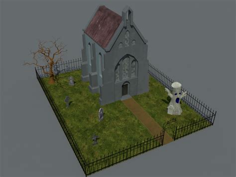 Haunted Graveyard Church 3d Model Realtime 3d Models World