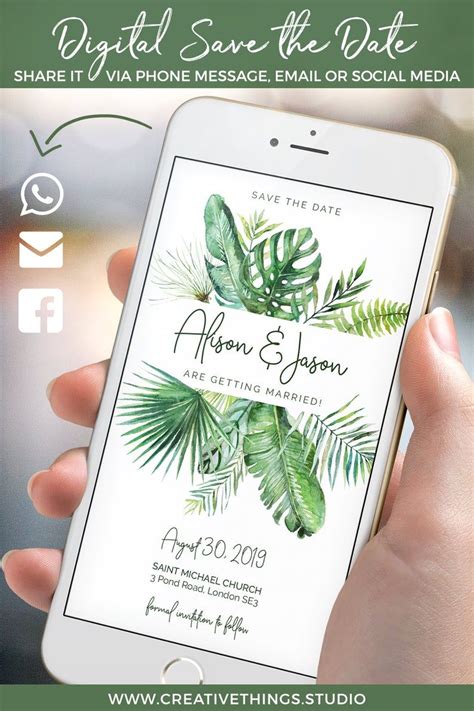 Check out our electronic wedding invitation selection for the very best in unique or custom, handmade pieces from our templates shops. Electronic Save the Date Tropical, E Invitations, Tropical ...