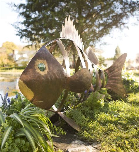 Large Metal Fish Garden Sculpture Wind And Weather