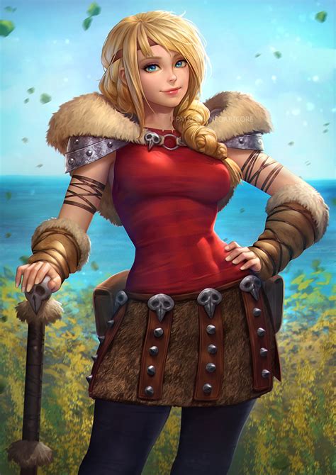 Safebooru 1girl Abs Arm Warmers Armor Astrid Hofferson Blonde Hair Blue Eyes Blue Sky Braid