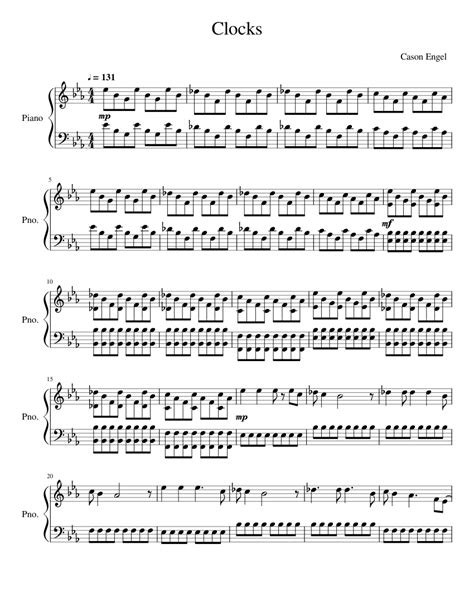 Clocks By Coldplay Sheet Music For Piano Solo