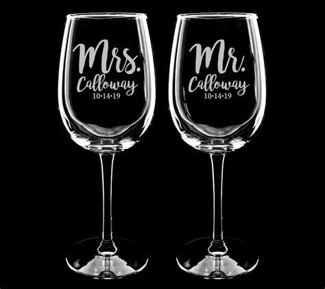 Mr And Mrs Wine Glasses Set Of 2 Custom Wedding T Etsy