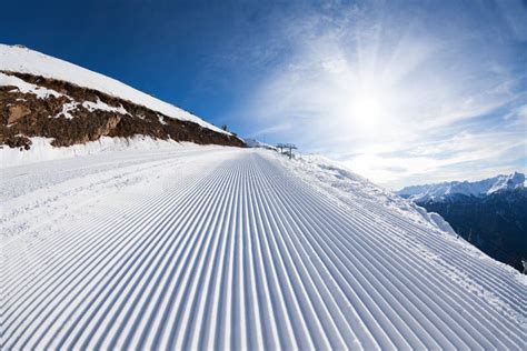 Sunny Winter Landscape Of Snow Ski Track In Sochi Stock Photo Image