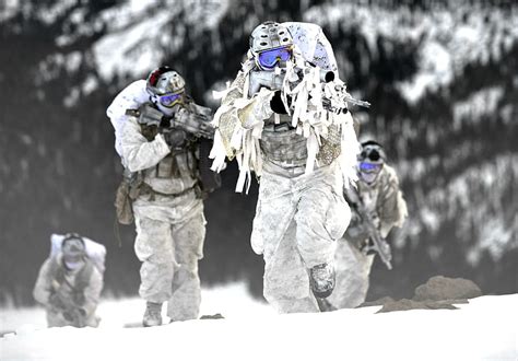 People Military Navy Seals Winter Snow Mk 18 Mod 0 Fn Scar Hd Wallpaper