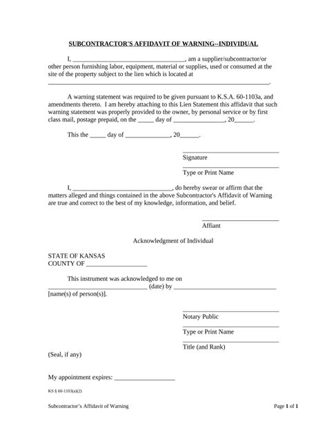 Kansas Affidavit Doc Template PdfFiller