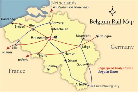 Belgium Cities And Rail Map Mapping Europe