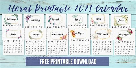 Floral Calendar Free Printable 2021 Originalmom