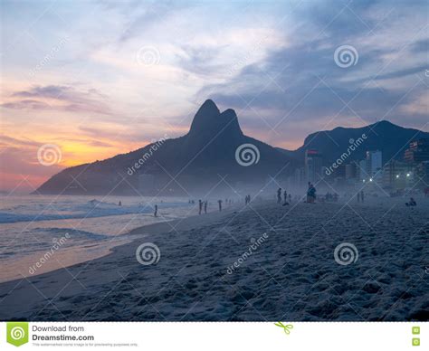 Ipanema Beach At Sunset Editorial Photo Image Of High 79345831