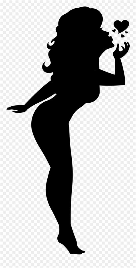 Blowing A Kiss Silhouette Pinup Girl Black Cutout Pin Pin Up Model Clipart 870425 Pinclipart