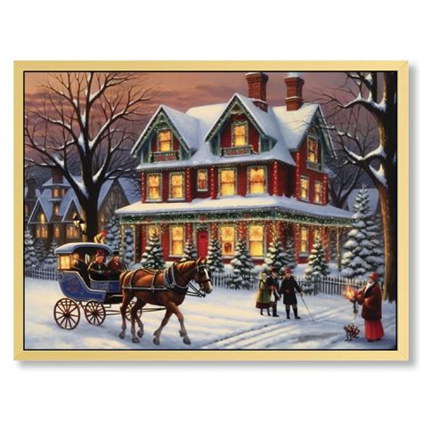 C04 Genys Oak Street Christmas Winter Scenes Art Canvas Light Up